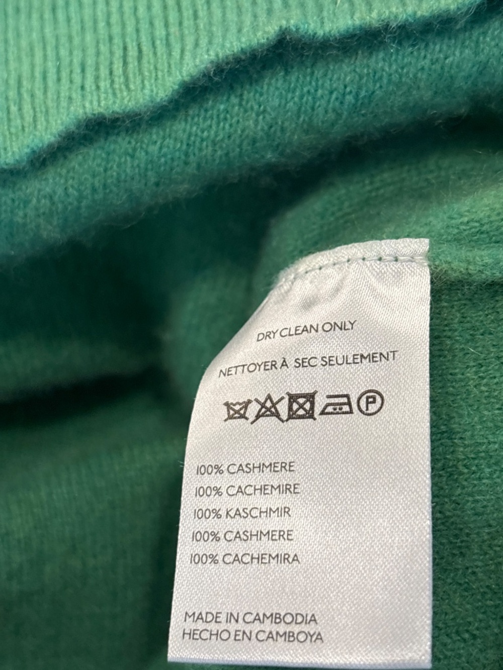 Pilcro Anthropologie Alani Cropped Cashmere Crew Green Pink Milan Sweater Med - Picture 6 of 6